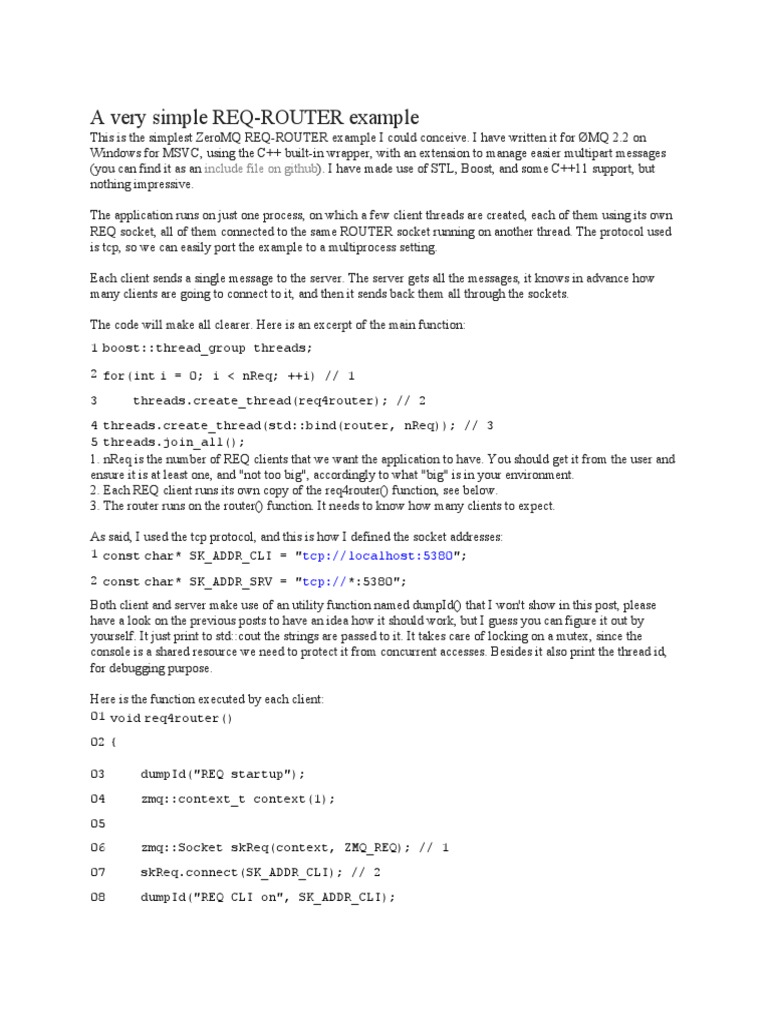 A Very Simple REQ ROUTER Example PDF Network Socket Computer