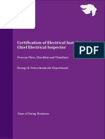 Certification of Electrical Installation by Chief Electrical Inspector