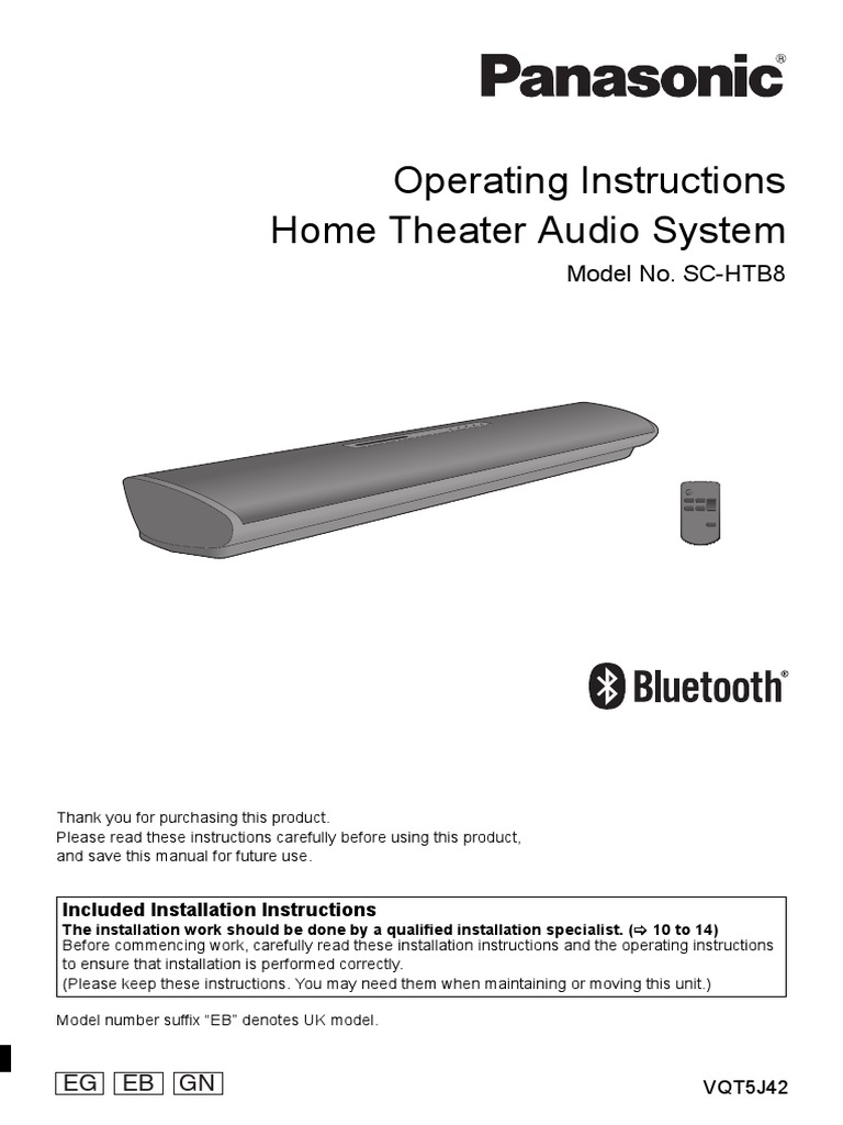 Lasonstiges Panasonic Sc-htb8 Sc-htb8eg-k Sc-htb8eb-k N2qayc000102 2.0 Kanallı E