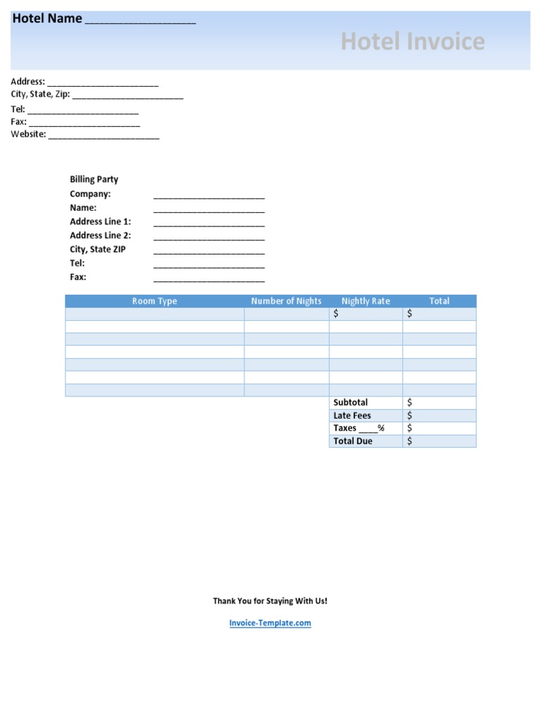 Hotel Invoice Template PDF | PDF | Business