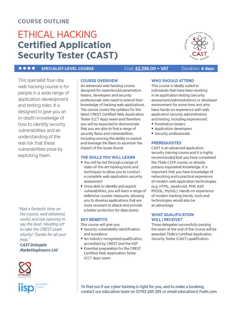 Certified Application Security Tester (CAST) : Ethical Hacking | PDF ...