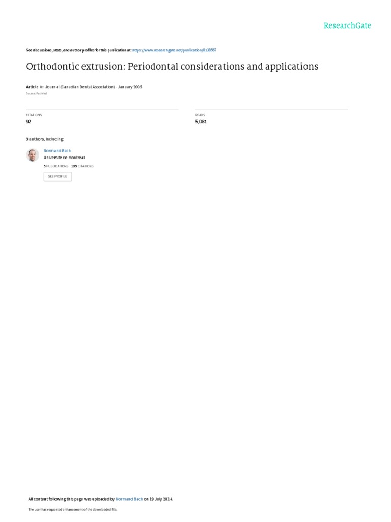 Orthodontic Extrusion Periodontal Considerations and Applications