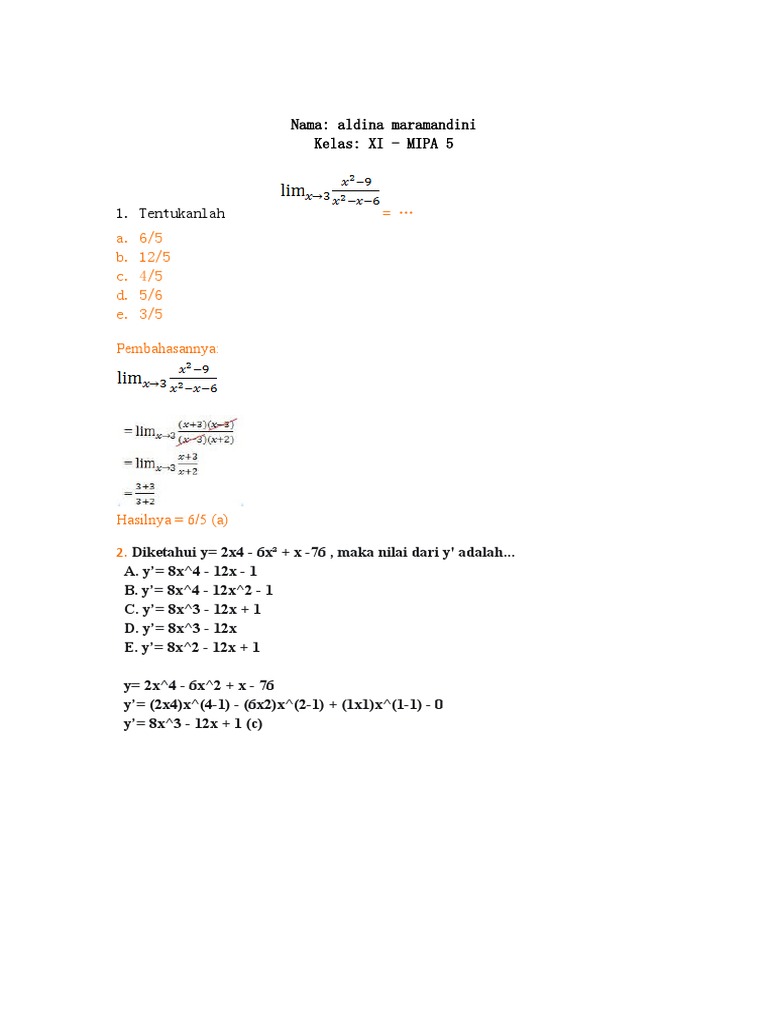 Mtk Wajib Contoh Soal Pg Ipa 5