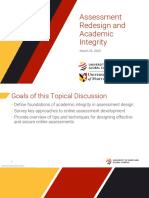 Assessment Redesign and Academic Integrity: March 26, 2020