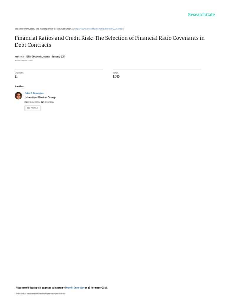 Financial Ratios in Debt Contracts Analysis | PDF | Credit Risk | Loans