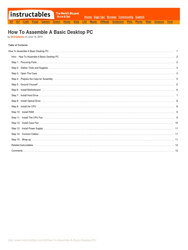 How To Assemble A Basic Desktop PC Download Free PDF Electrical