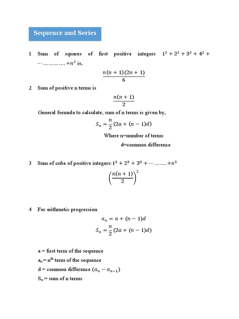 Integer Series and Summation Formulas | PDF