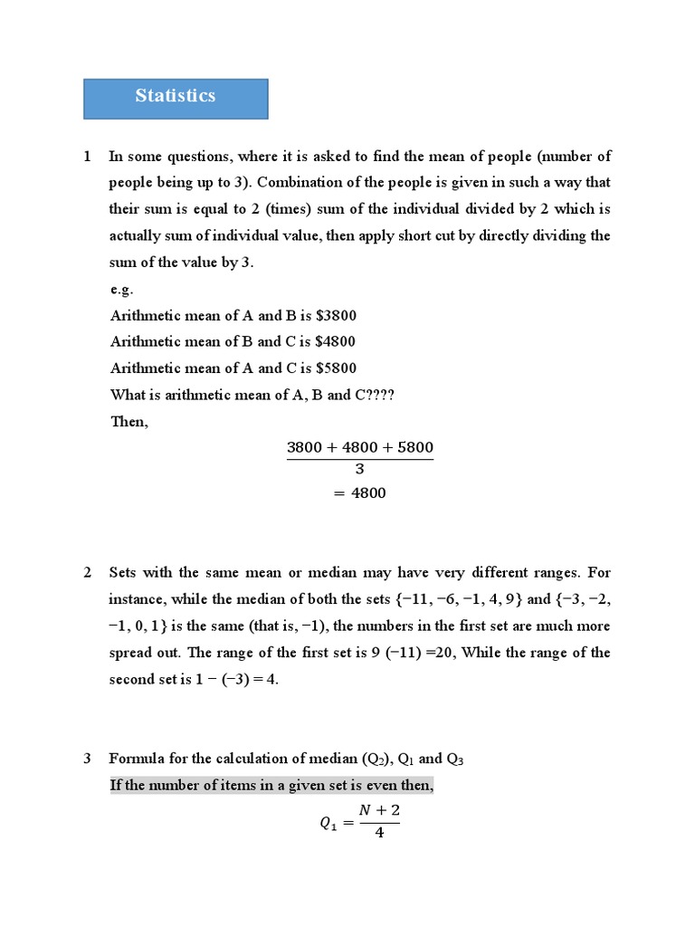 Statistics PDF | PDF | Mean | Arithmetic Mean