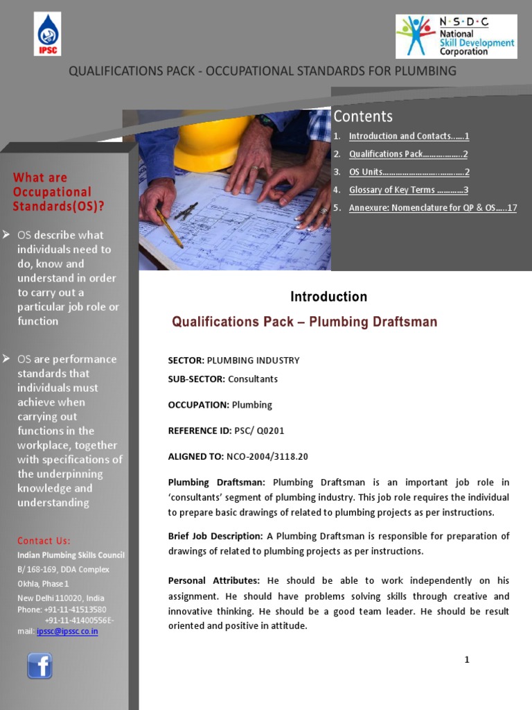 Qualifications Pack Occupational Standards For Plumbing Current