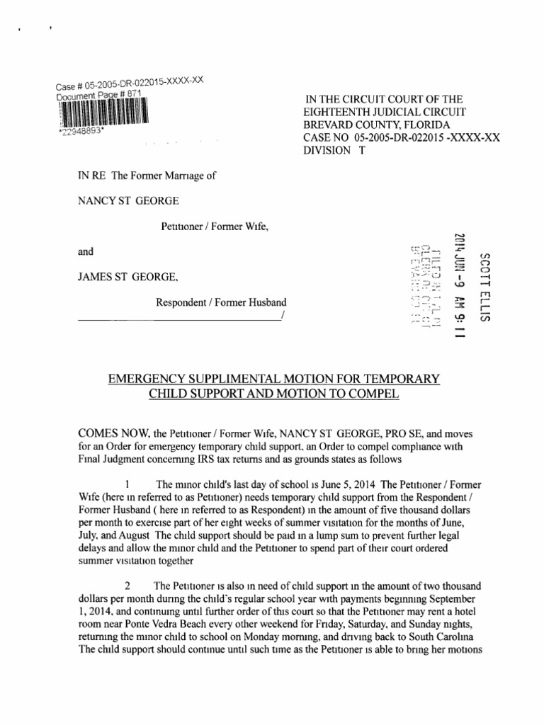 Emergency Supp Motion For Temporary Child Support | PDF