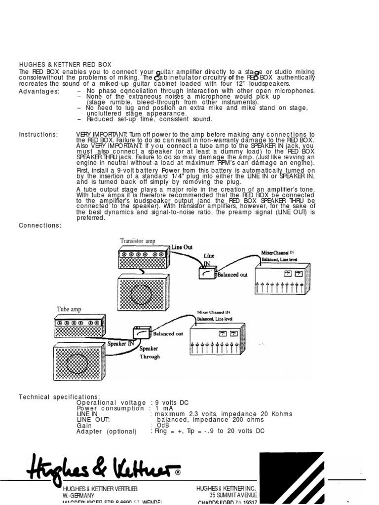 Hughes Kettner Red Box MK II Manual 472986 | PDF | Amplifier