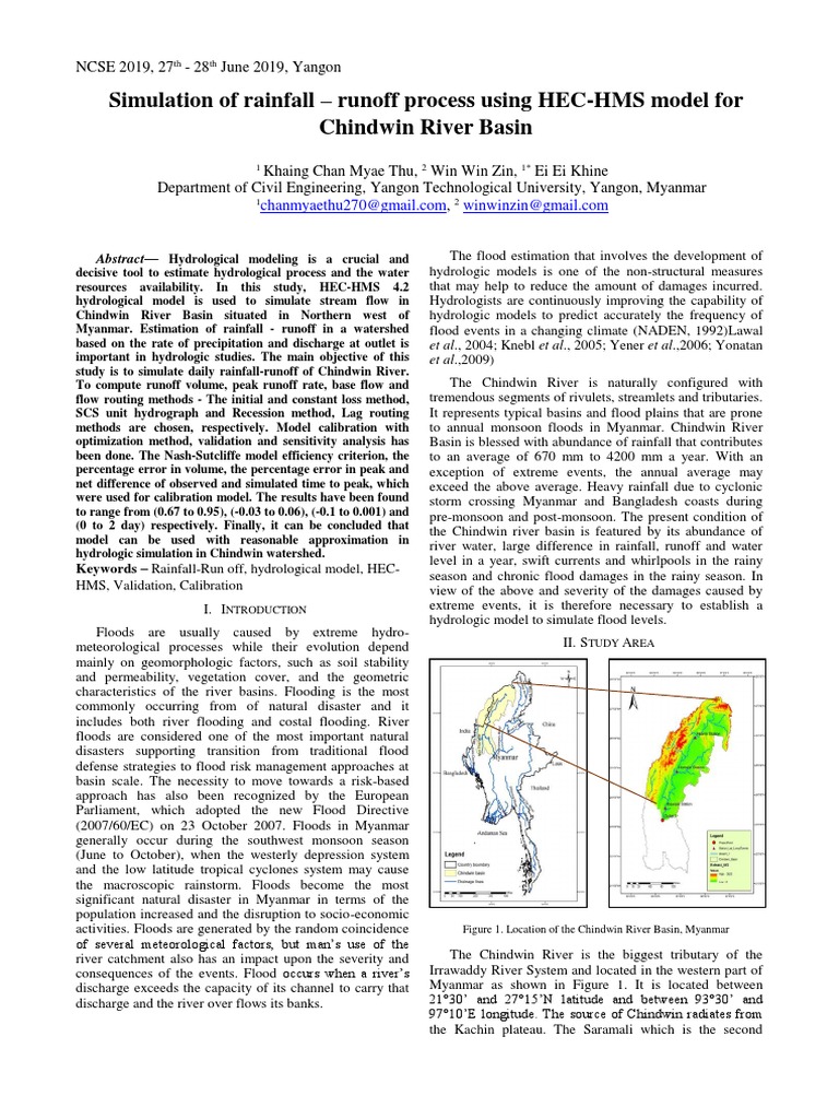 HEC-HMS Rainfall-Runoff Simulation in Chindwin | PDF | Flood | Drainage ...