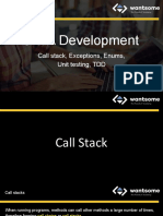 JAVA Development: Call Stack, Exceptions, Enums, Unit Testing, TDD