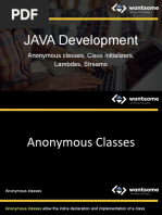 JAVA Development: Anonymous Classes, Class Initializers, Lambdas, Streams