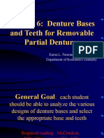 Lecture 6: Denture Bases and Teeth For Removable Partial Dentures