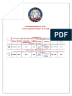 Calendarul Admiterii Licenta 2020 PDF