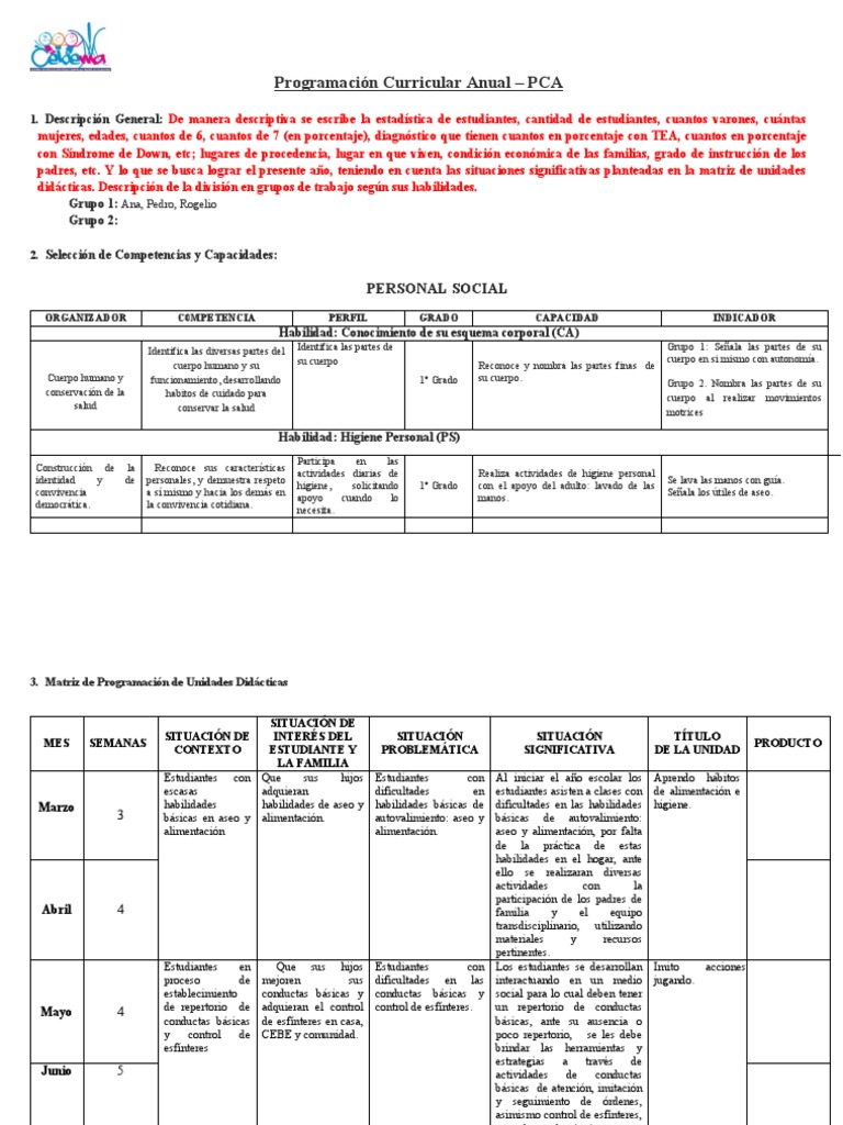 Programación Curricular Anual - PCA | PDF | Higiene | Tolerancia