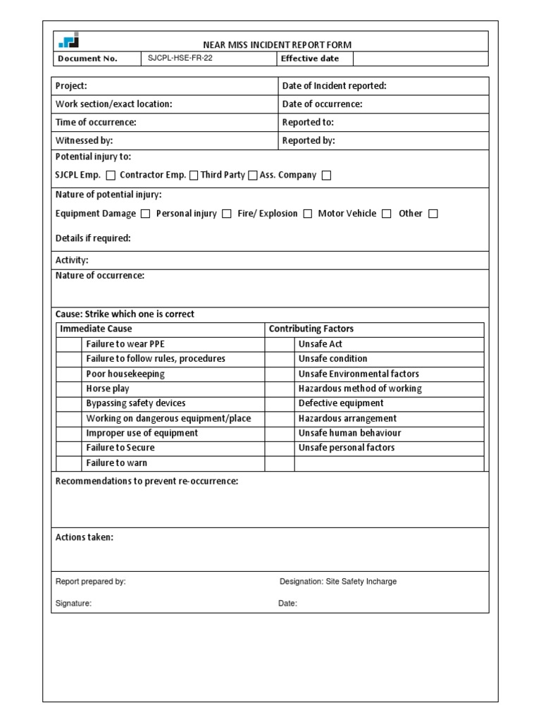 SJCPL-HSE-FR-22 Near Miss Incident Form  PDF