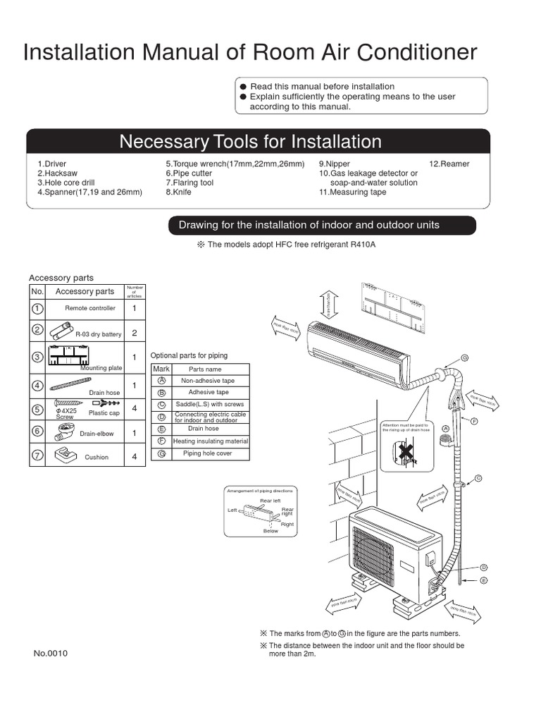 Room Air Conditioner Installation Guide | PDF | Pipe (Fluid Conveyance ...