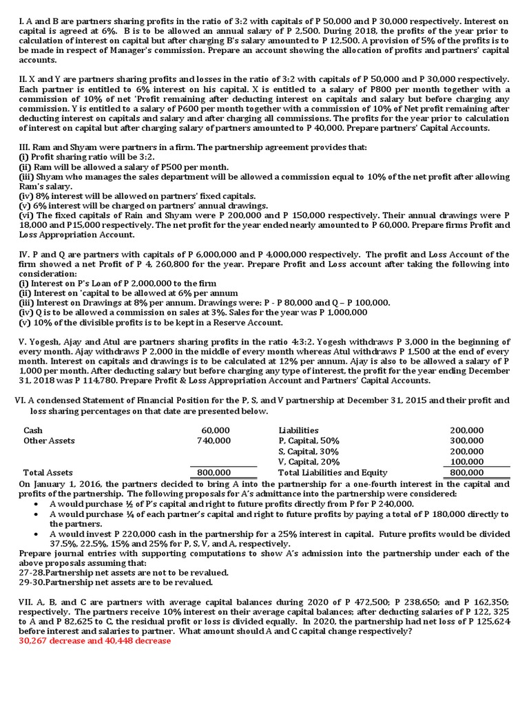 Profit Sharing and Capital Allocation in Partnerships | PDF ...