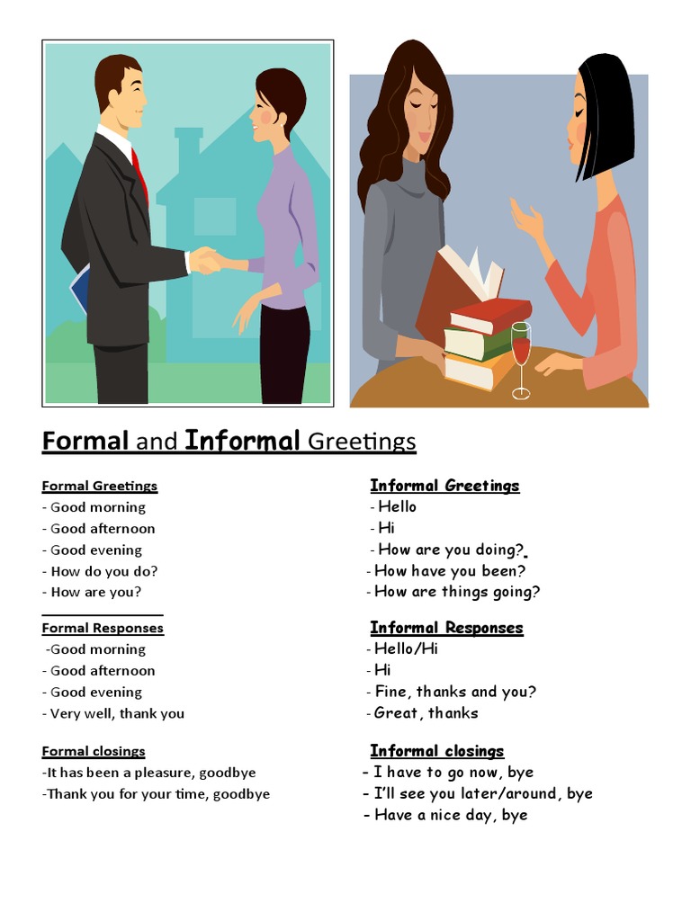 Formal and Informal Greetings Guide | PDF | Language Arts & Discipline ...