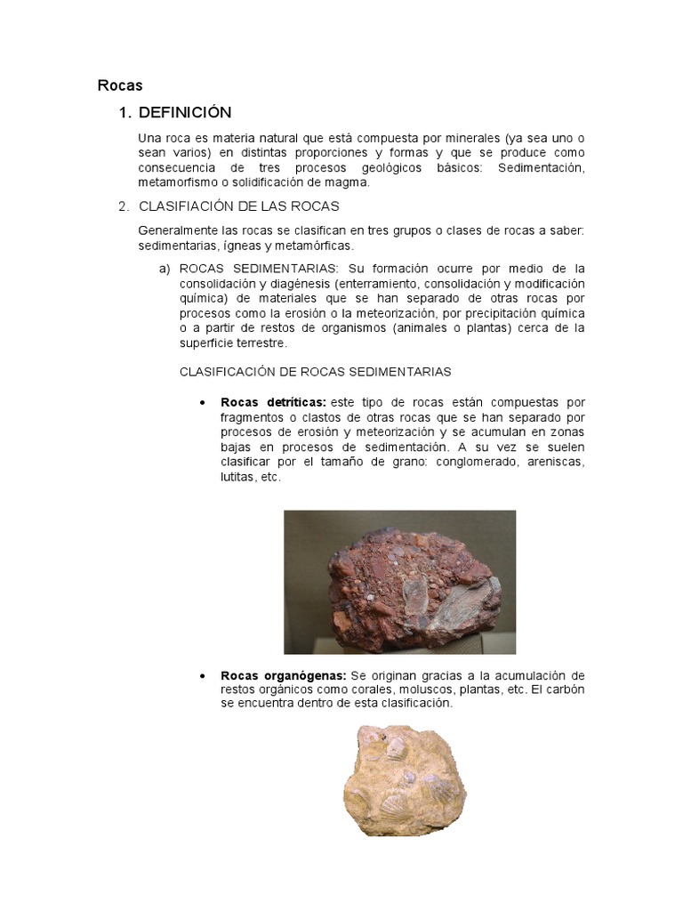 Definición y clasificación de rocas | PDF | Roca (geología) | Roca ígnea