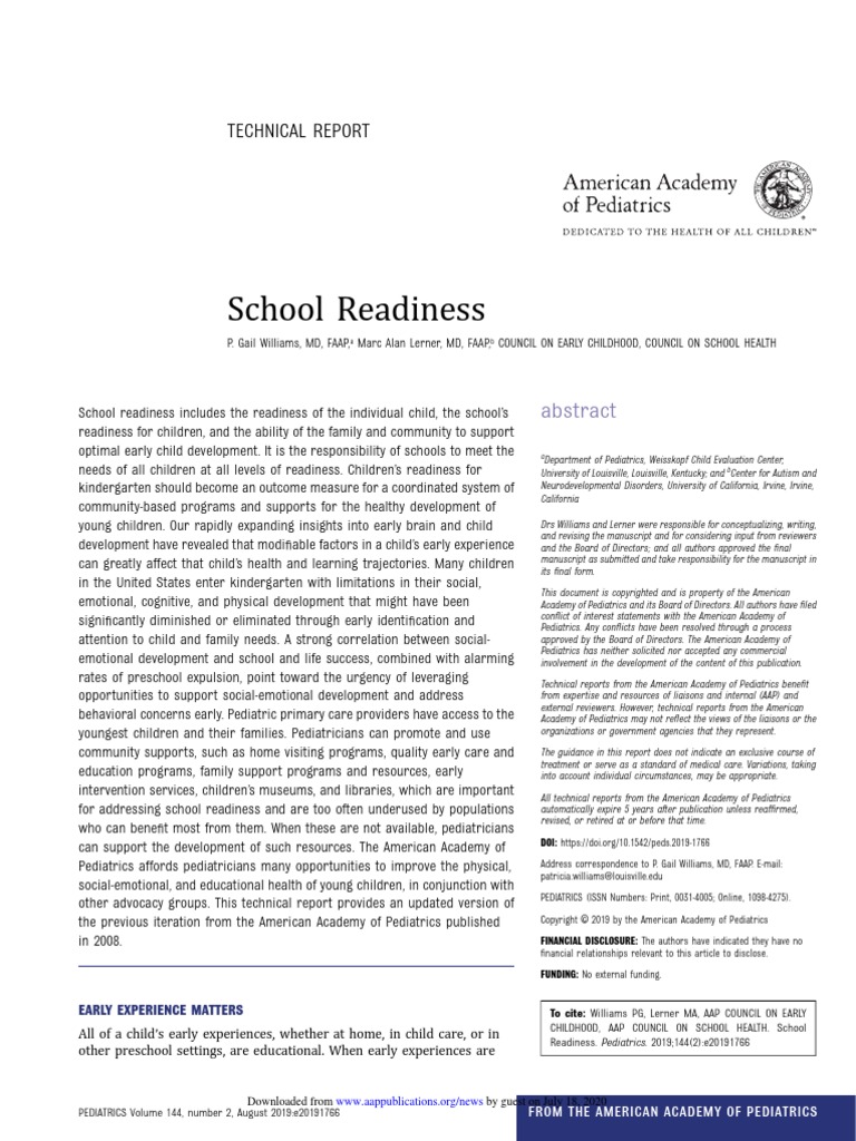 School Readines | PDF | Child Neglect | Educational Assessment