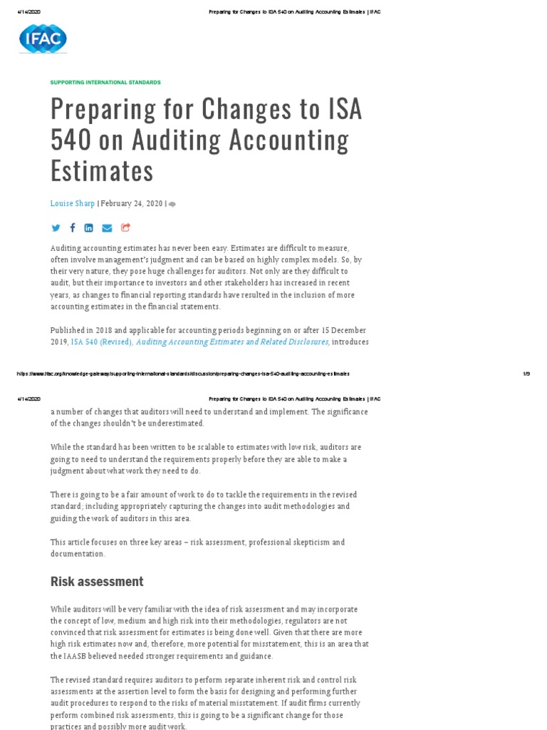 Isa 540 Rechnungslegung , IDW veröffentlicht ISA [E-DE] 540 (Revised ...