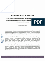 PFEI Acoge Recomendación Del Departamento de Justicia en Caso Gobernadora Wanda Vázquez y Otros Funcionarios