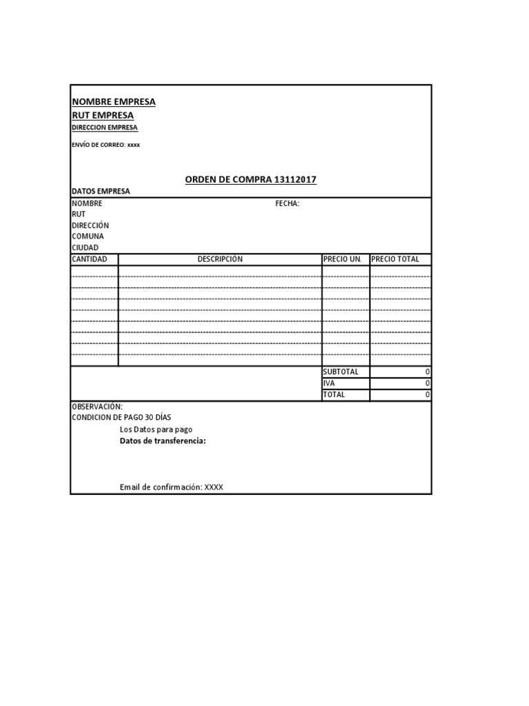 Orden de Compra Sencilla 13112017 | PDF