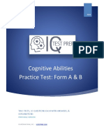 Cognitive Abilities Practice Test: Form A & B: Two Tests, 30 Questions Each With Answers, & Explanations