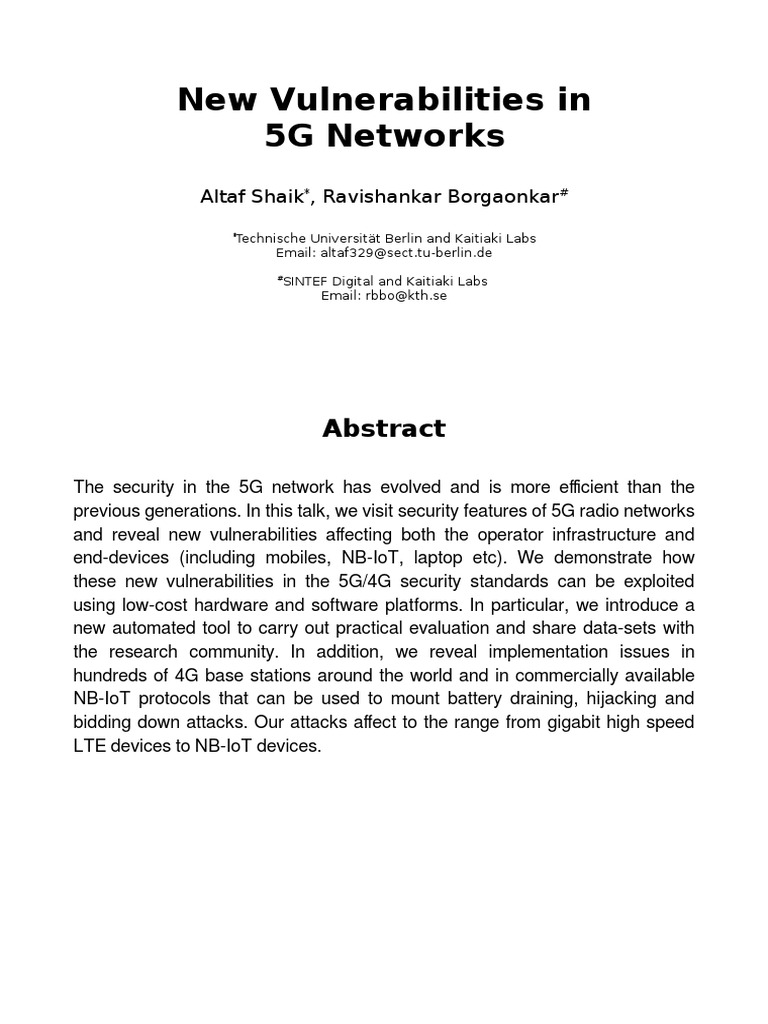New 5G Network Vulnerabilities Exposed | PDF | 4 G | Vulnerability ...