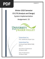 CIS 270 (Analysis and Design) System Implementation Assignment: 13 Winter-2020 Semester