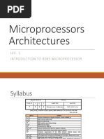 Microprocessors Architectures: LEC. 1 Introduction To 8085 Microprocessor