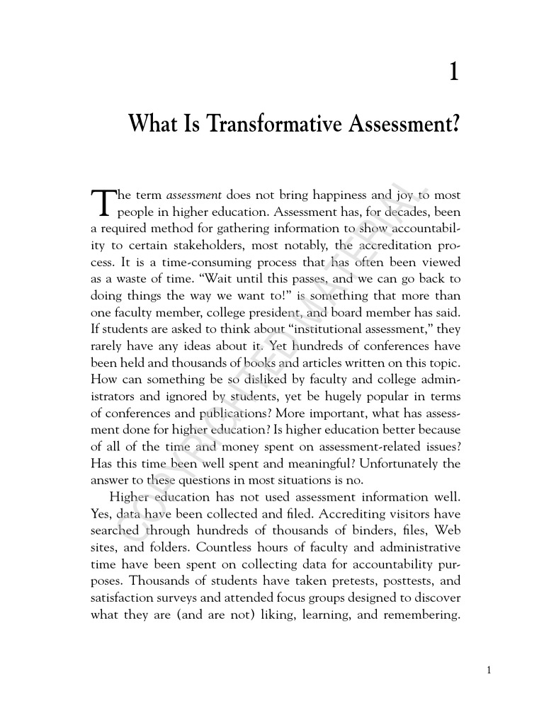 Transformative Assessment in Higher Ed | PDF | Educational Assessment ...