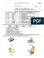 Answe R Key: Vocabulary Test (1) - Level (Basic B)