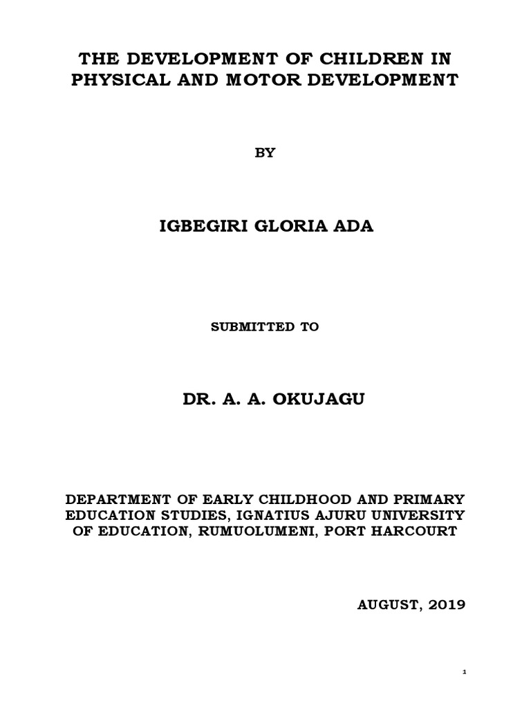Physical and Motor Development in Children | PDF | Perception | Senses