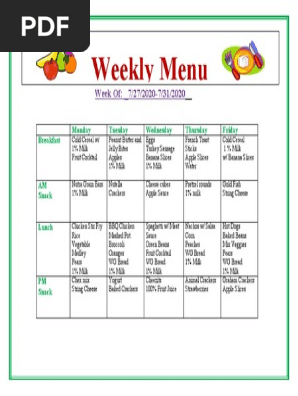 weekly menu