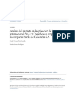 Análisis Del Impacto en La Aplicación de La Norma Internacional NIC 19 (Beneficios A Empleados) en La Compañía Brinks de Colombia S.A