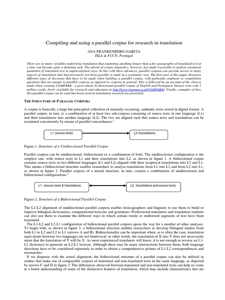 Compiling and Using A Parallel Corpus For Research in Translation | PDF ...