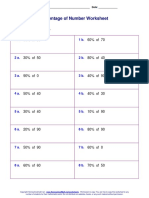 Percentage of Number Worksheet: Calculate The Percentages