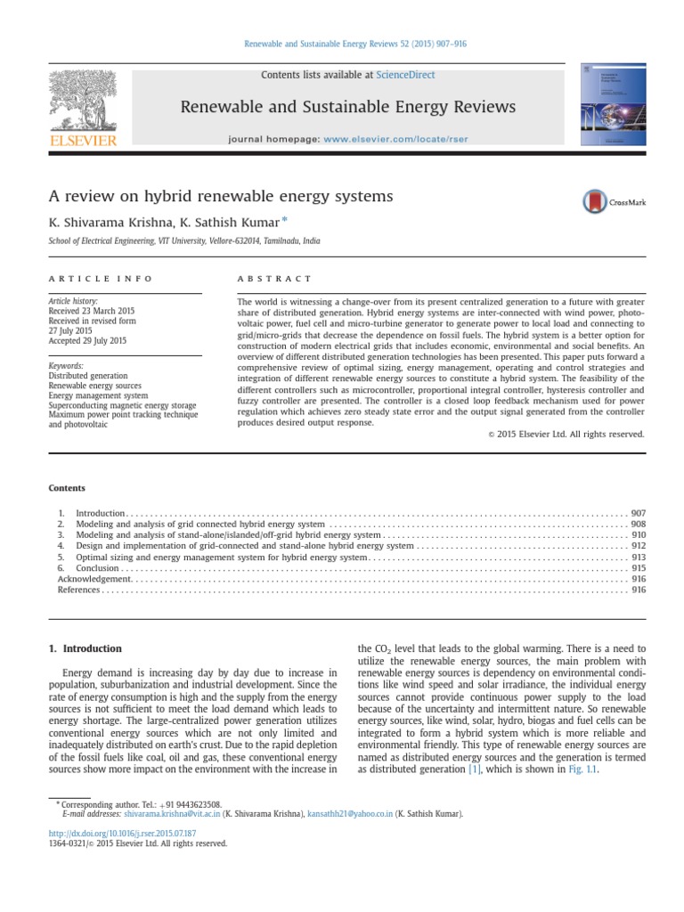 A Review On Hybrid Renewable Energy Systems | PDF | Power Inverter ...