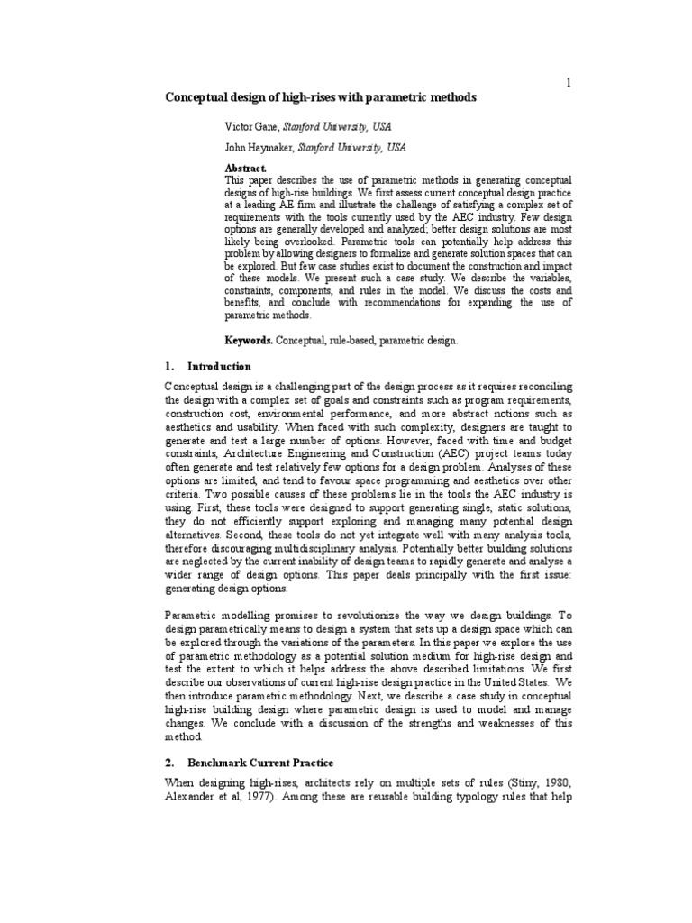 Conceptual Design of High-Rises With Parametric Methods: Abstract | PDF ...