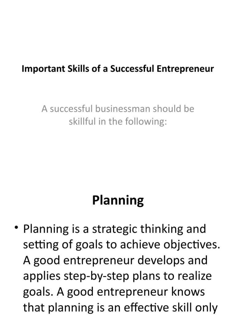 6 Important Skills of A Successful Entrepreneur | PDF