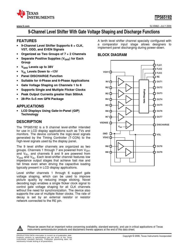 9-Channel Level Shifter With Gate Voltage Shaping and Discharge ...