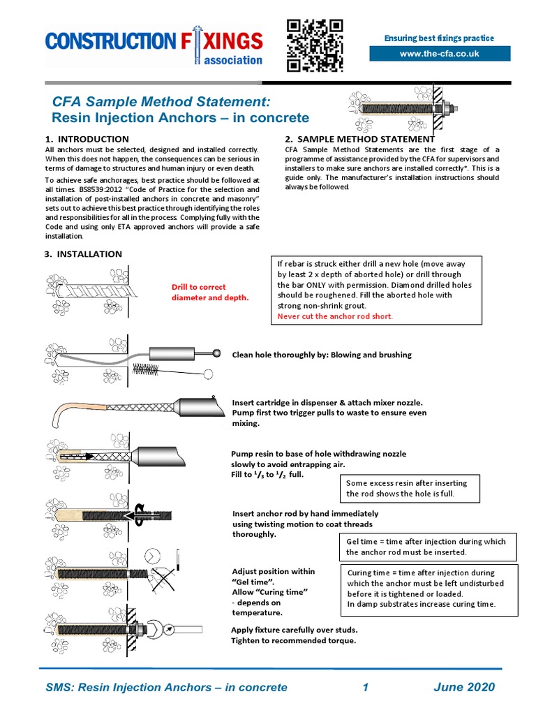 Resin Injection Anchor Installation Guide | PDF | Manufactured Goods ...