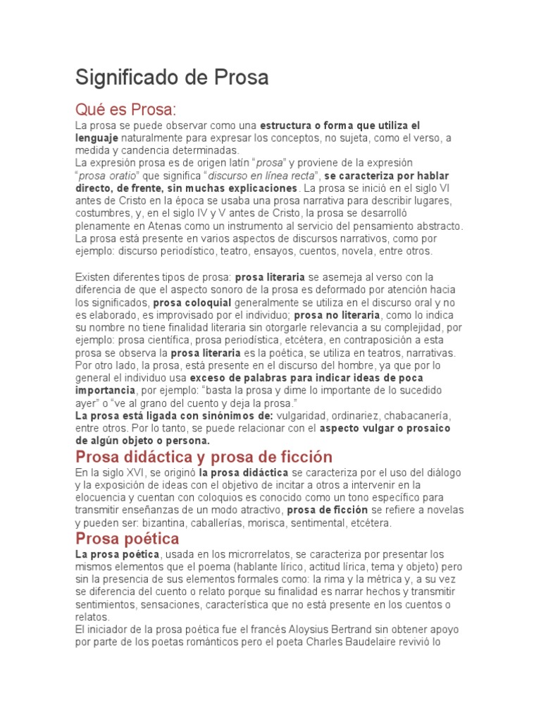 Definición y Tipos de Prosa | PDF | Prosa | Poesía