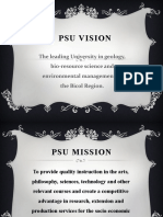 Psu Vision: The Leading University in Geology, Bio-Resource Science and Environmental Management in The Bicol Region