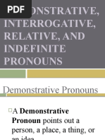 Demonstrative Interrogative Relative and Indefinite