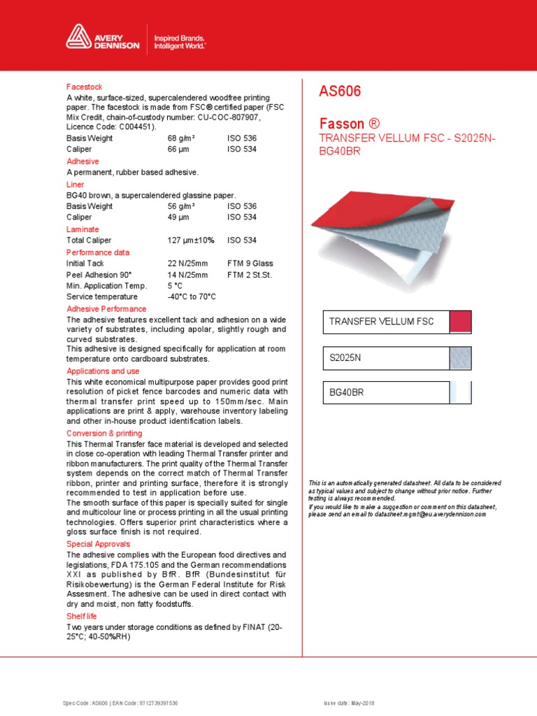 Avery As606 Transf. VellumS2025nBg40br PDF Industrial Processes